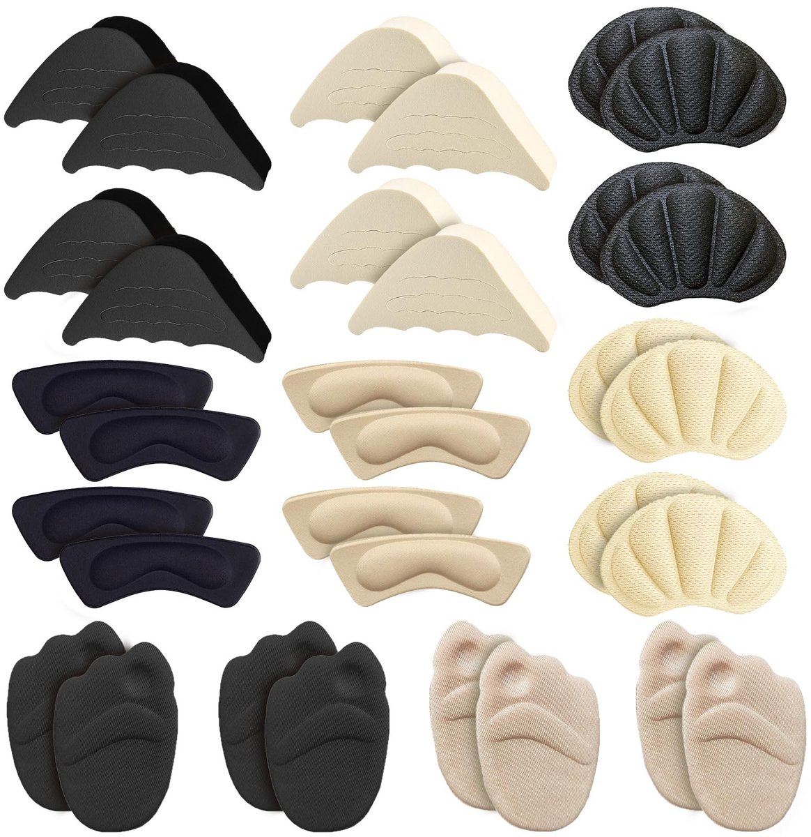 Dailygoods- Hielkussentjes 16 Paar - Verstelbare Schoenvuller - Antiblister Schoenvoeringen - Hielbeschermers - Hielinzetstukken - Zachte Spons, Polyester - Schoeninlegzolen