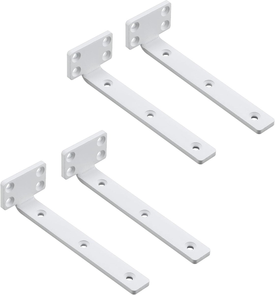Set van 4 Zwevende Plankhouders, 15 x 5 cm, Duurzaam en Praktisch, Wandplank met Schroeven, Wit en Moderne Ontwerp
