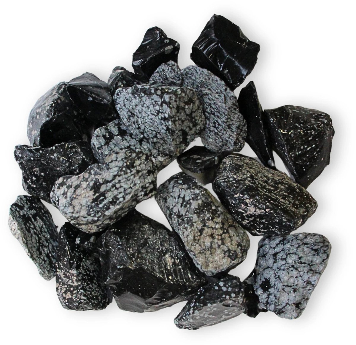 Obsidiaan sneeuwvlok 500 gr. ruwe brokjes