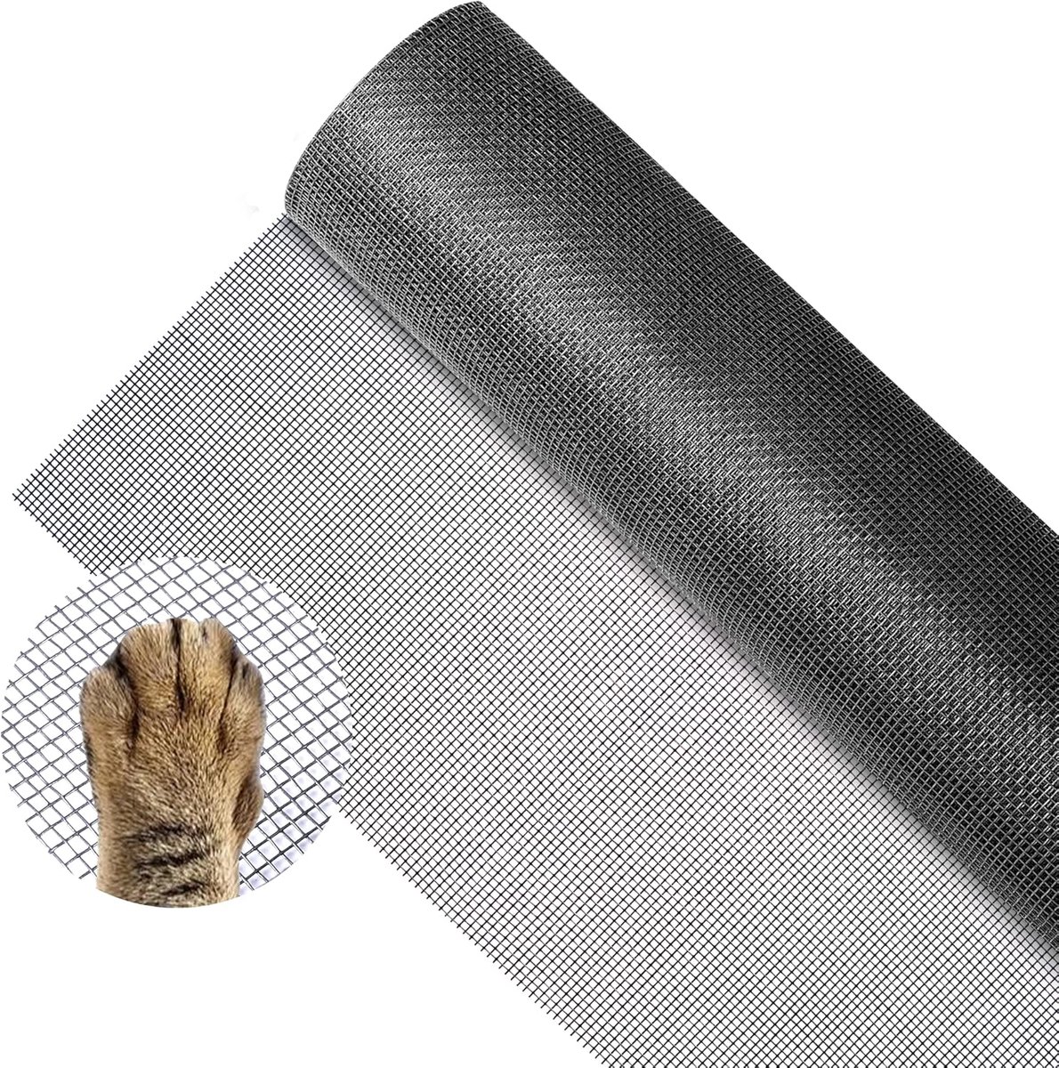 Thijox - Vliegengaas voor Ramen 120 x 250 cm - Muggennet voor Ramen - Glasvezel Vervangende Hoes - Bescherming Tegen Muggen, Vliegen en Insecten - Zwa