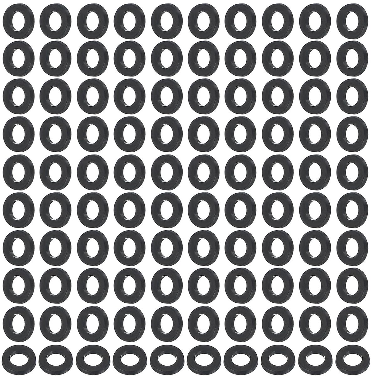 Nylon platte afdichtingen 120 stuks, 3mm ID 6mm OD 1mm dik, vervangingsringen voor waterdichte toepassingen, zwart
