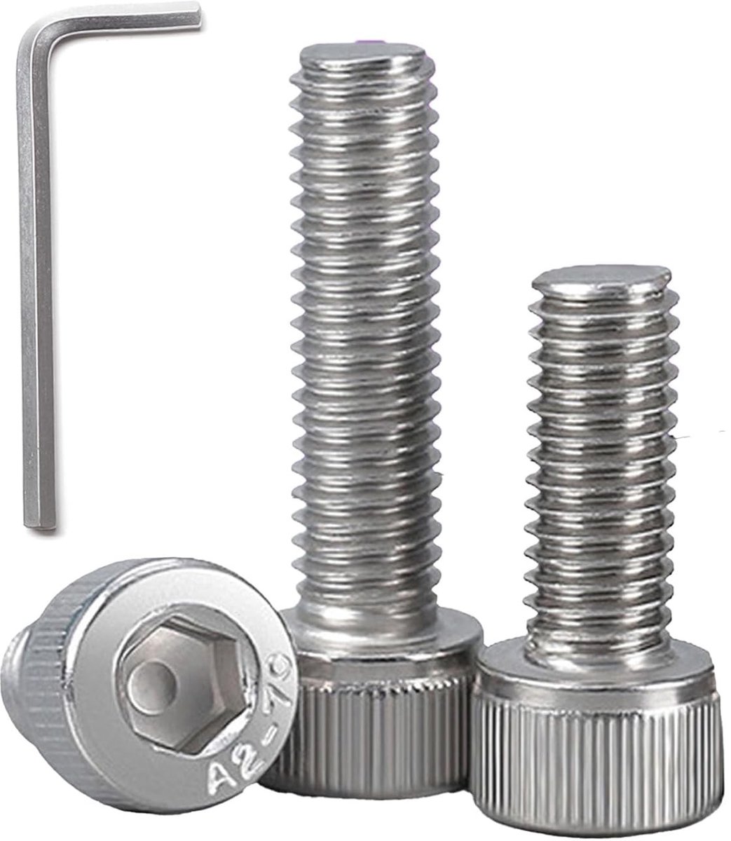 20 Stuks M8x20mm Cilinderkopschroeven met Binnenzeskant,RVS A2 | Volledige Schroefdraad,Zilverkleurig,voor Meubelmontage,Mechanische Toepassingen,DIY,Reparatie en Werkplaats