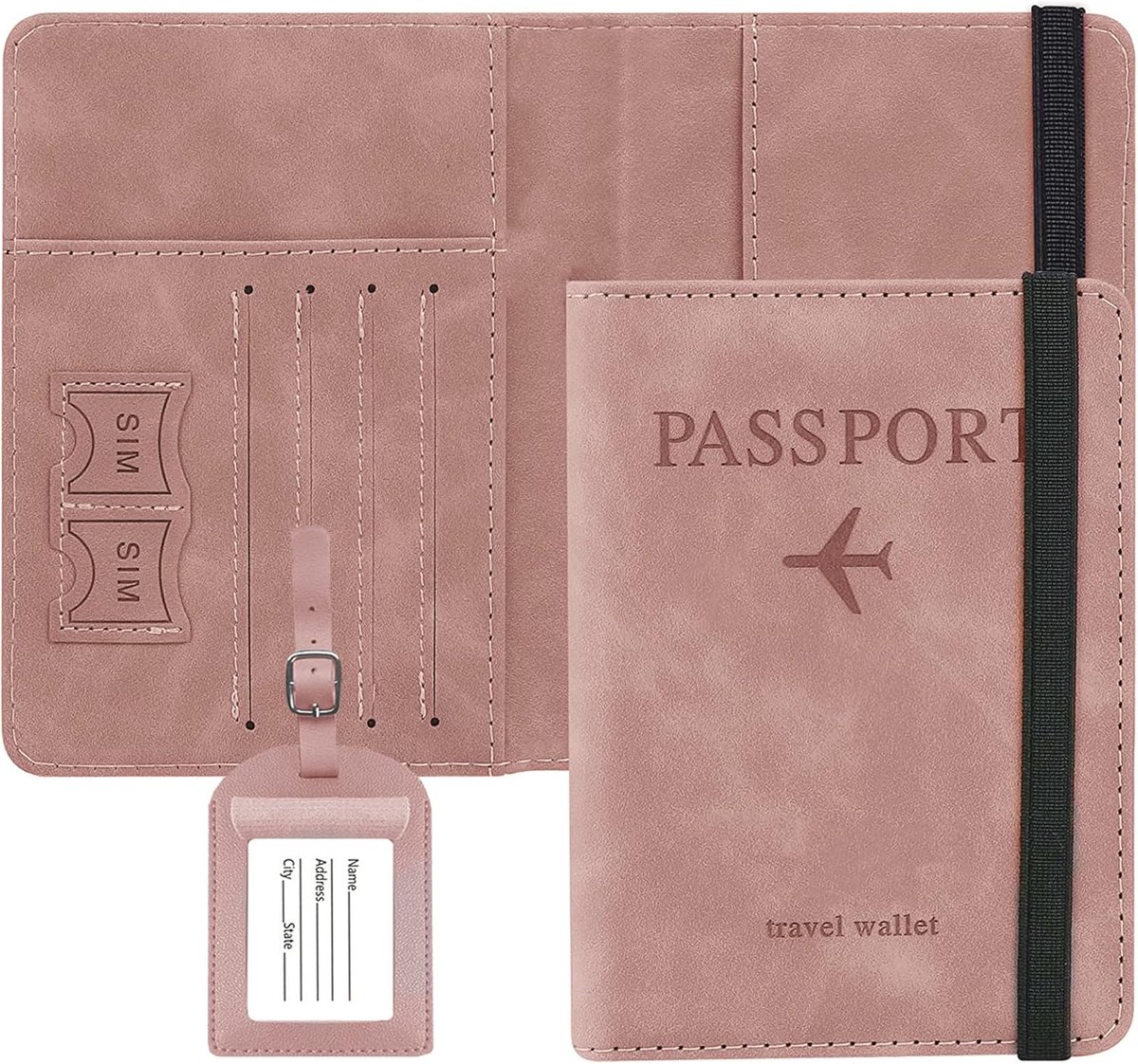 thirei Paspoort, creditcard en reisdocumenten voor heren en dames, RFID-blokkerende paspoorthoes, roze, 14.8 x 10.5 - ShopVlot
