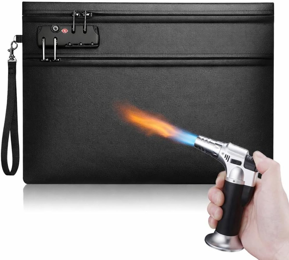 Vuur- en waterdichte documententas - Bescherming tot 3500°C - 12-laagse isolatie - TSA-slot - Voor paspoorten, geld en belangrijke documenten - 32x24cm - Veiligheid en opslag