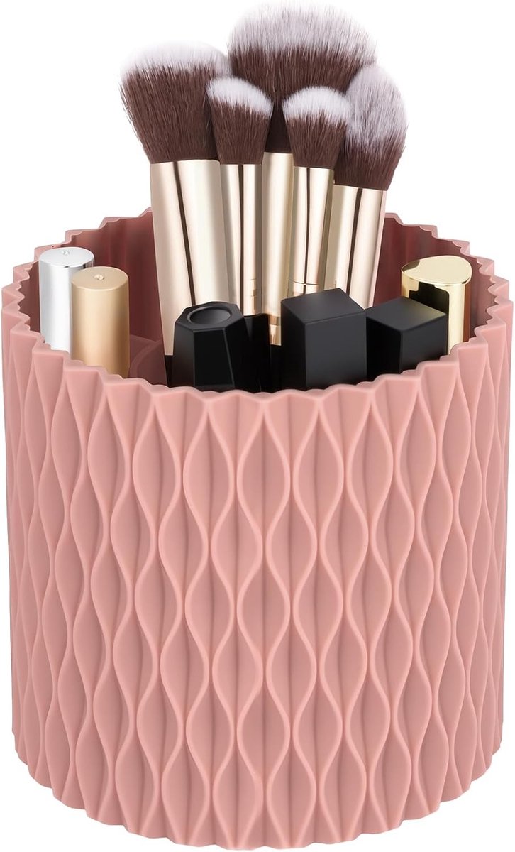 360° Draaibare Make-up Organizer met 5 Vakken voor Borstels en Make-up Accessoires, Ideaal voor Vanity en Badkameropslag