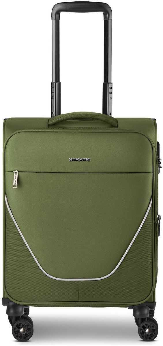 Stratic taska 4 wielen Cabinewagen S 55 cm met uitbreidingsplooi - Zachte bagage - Combinatieslot - olive