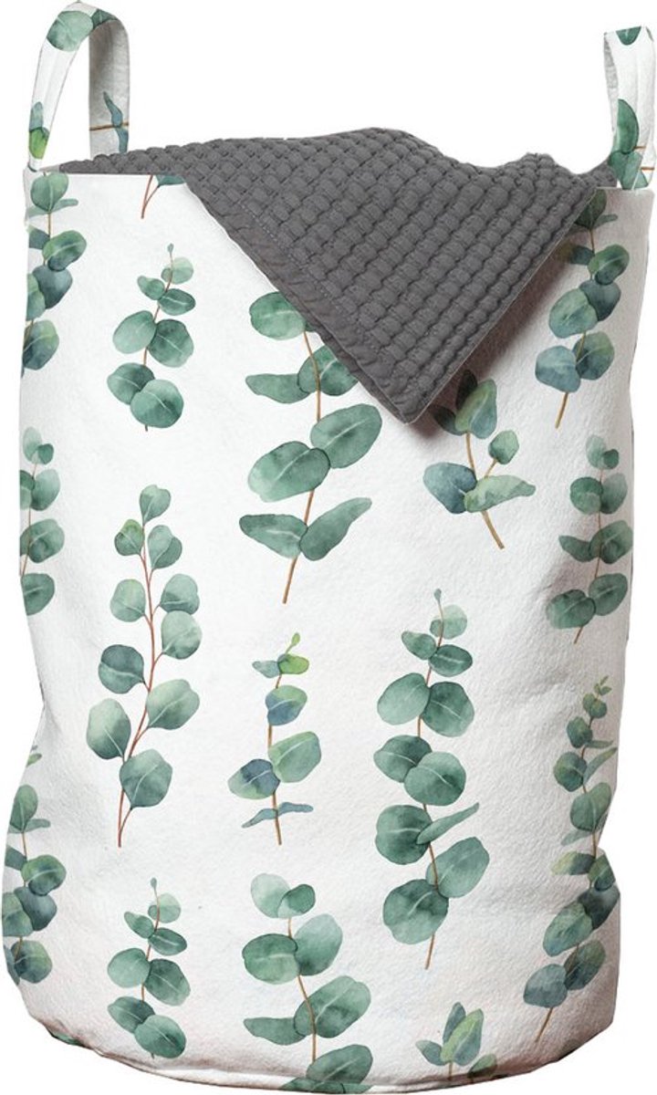 New Bed, Eucalyptus Bladeren Opbergmand kinderkamer met Handvatten en Koordsluiting, Speelgoedmand kinderen - Speelgoedkist- Wasmand Kinderkamer - Wasbox - 33 x 48 cm