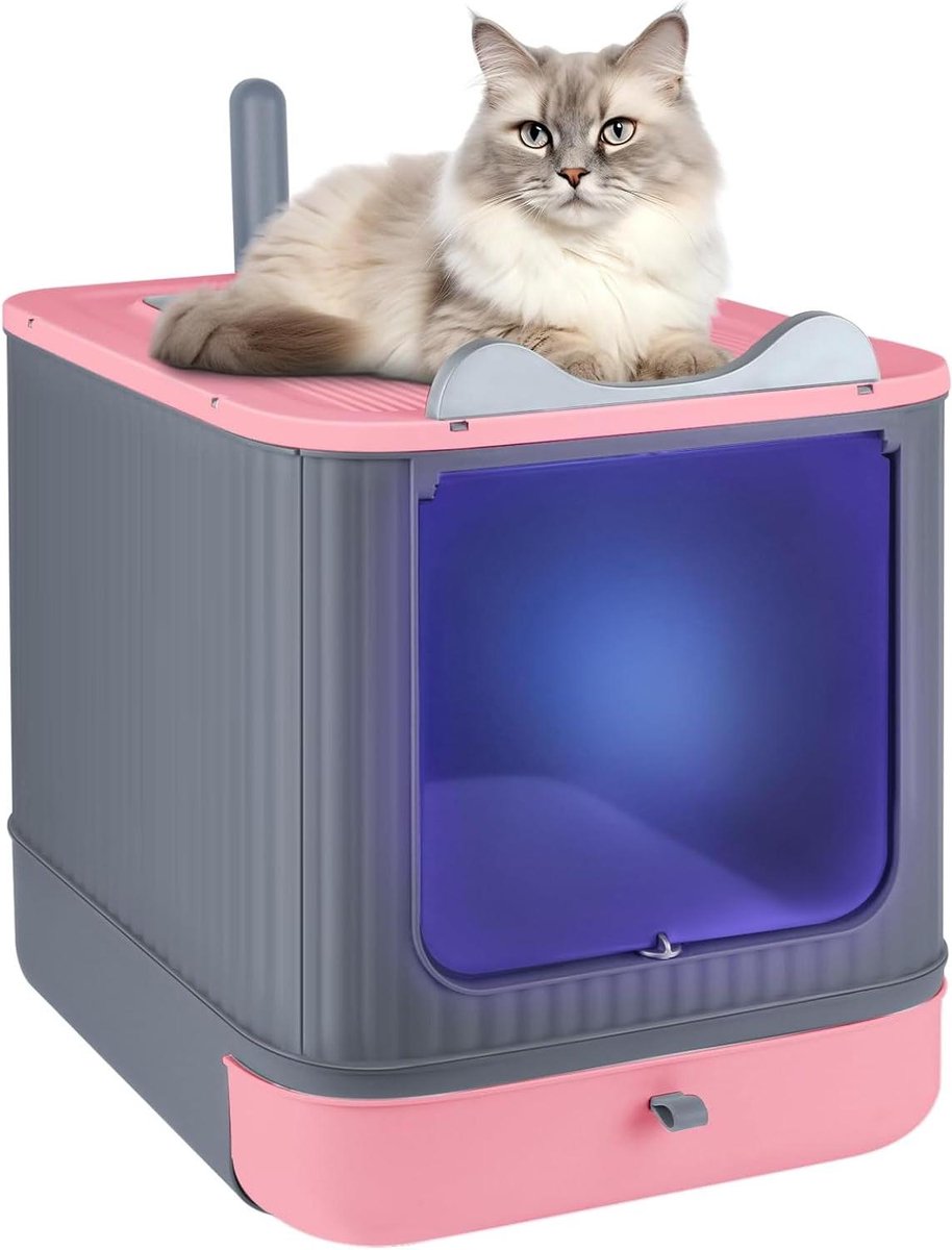 Kattentoilet Gesloten - Kattenbak met Deksel - Hygiënisch Huisdier - UV Desinfectie - 445 x 365 x 345 cm - Roze