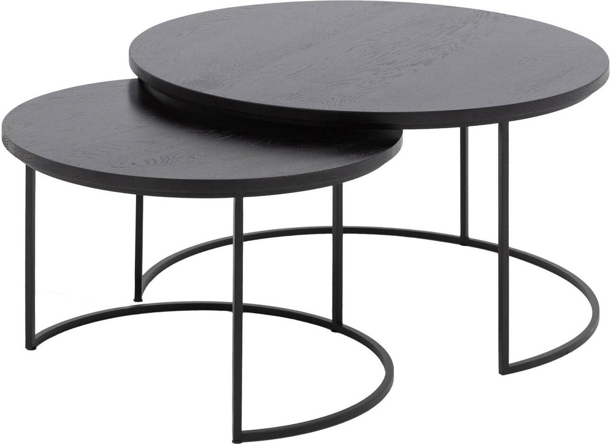 Goossens Iras Salontafel - Hout - 75 x 45 x 75 cm - Rond - zwart