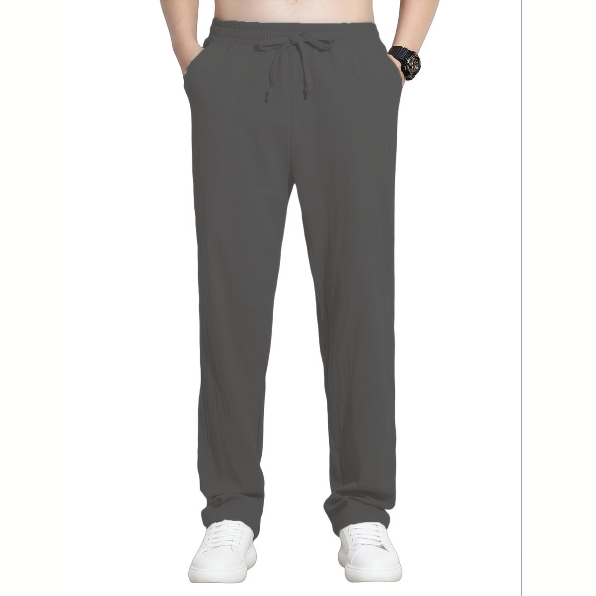 Currero Linnen Broek Heren - Zomerbroek - Volwassenen - Lange Broek - Pantalon - Strandbroek - Zomer - Ibiza Stijl - Donkergrijs XXXL