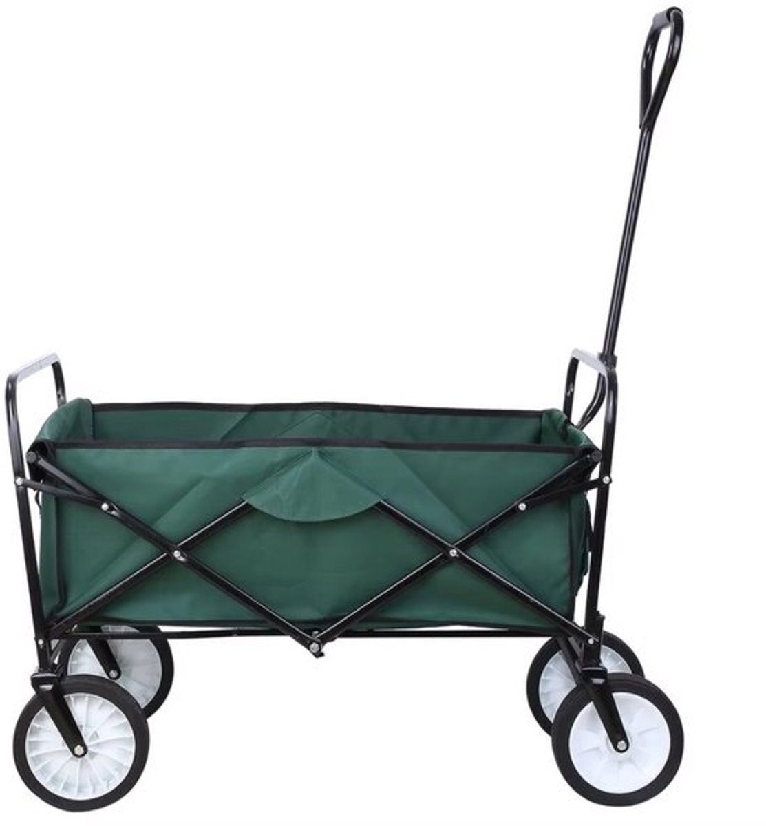 Bolderkar 115 kg Groen - Opvouwbaar, Strandwagen en Met duwstang met Opvouwbaar tuinwagen - Voor Buitengebruik