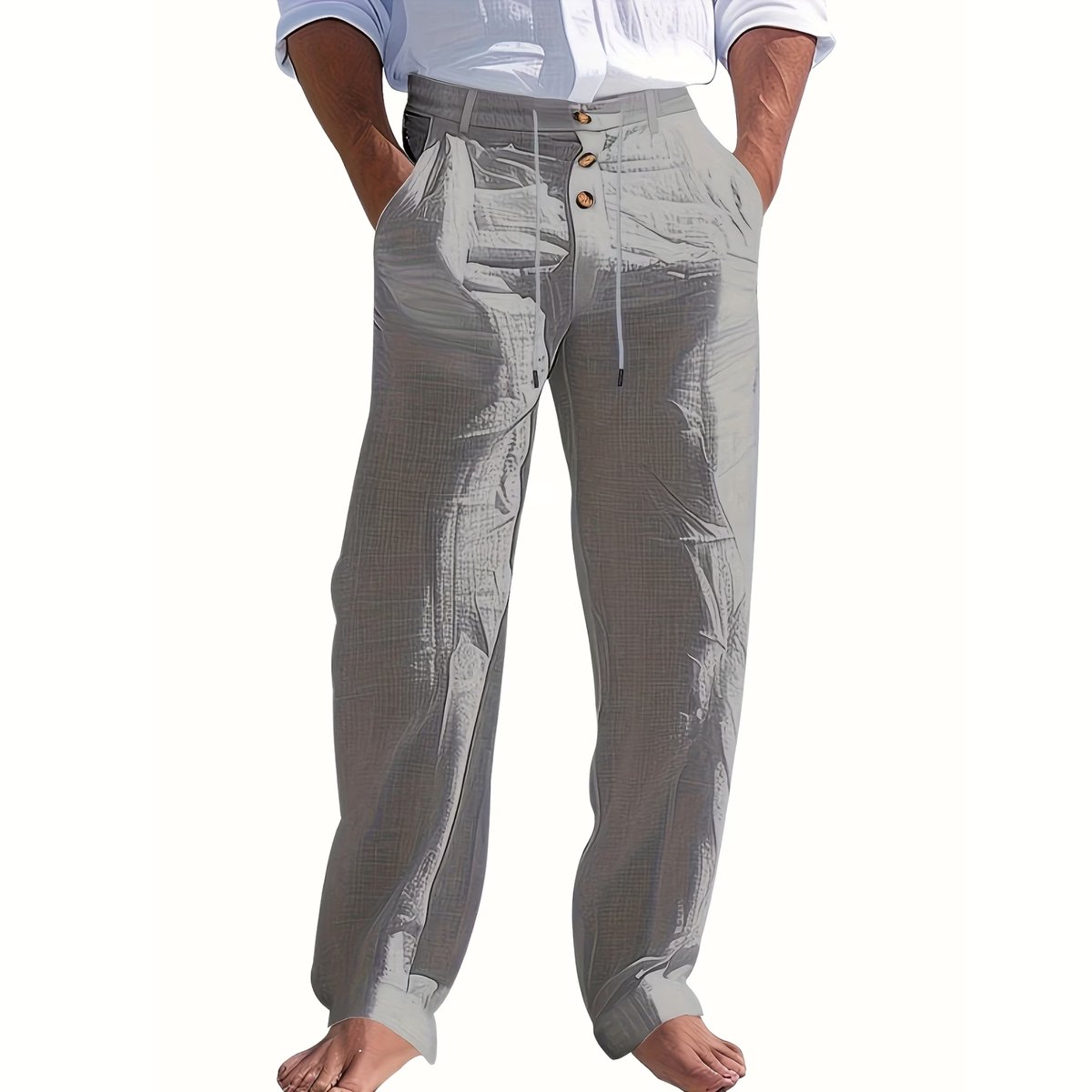 Currero Linnen Broek Heren - Zomerbroek - Volwassenen - Lange Broek - Pantalon - Strandbroek - Zomer - Ibiza Stijl - Grijs XL