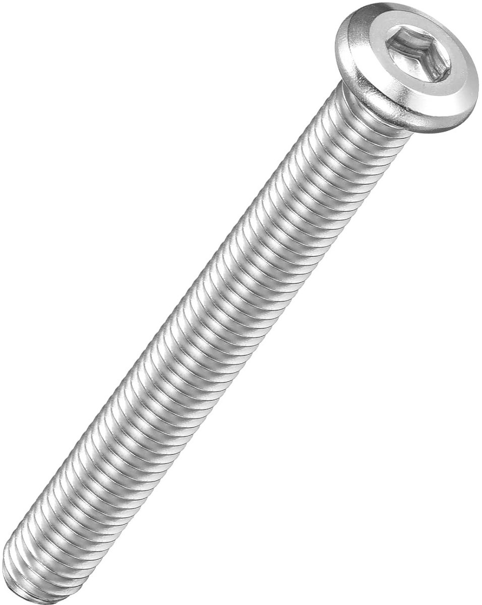 Flat Head Hexagon Hex Socket Schroeven (M8 - 1.25 x 70) - 10 Stuks, RVS Meubel Schroeven voor Houtprojecten en Meubelmontage, Duurzaam en Corrosiebestendig