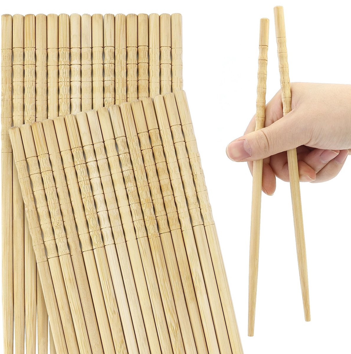Dailygoods- Essstäbchen 16 Paar - Houten Eetstokjes - Antislip - Geschikt voor Gezinnen - Vaatwasserbestendig - Natuurlijke Houtkwaliteit - 25,5 x 21 x 2,2 cm