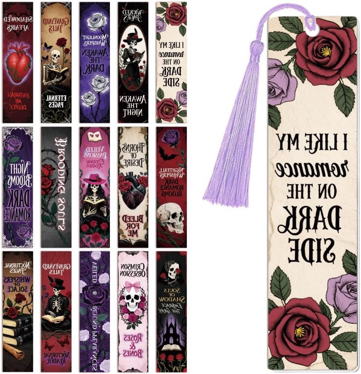 30 Stuks UV DTF Boekmerken Wraps Transfer Stickers - Donker Gothic voor Lezers, Waterdichte Boekmerk Stickers voor Acryl, Plastic en Metaal