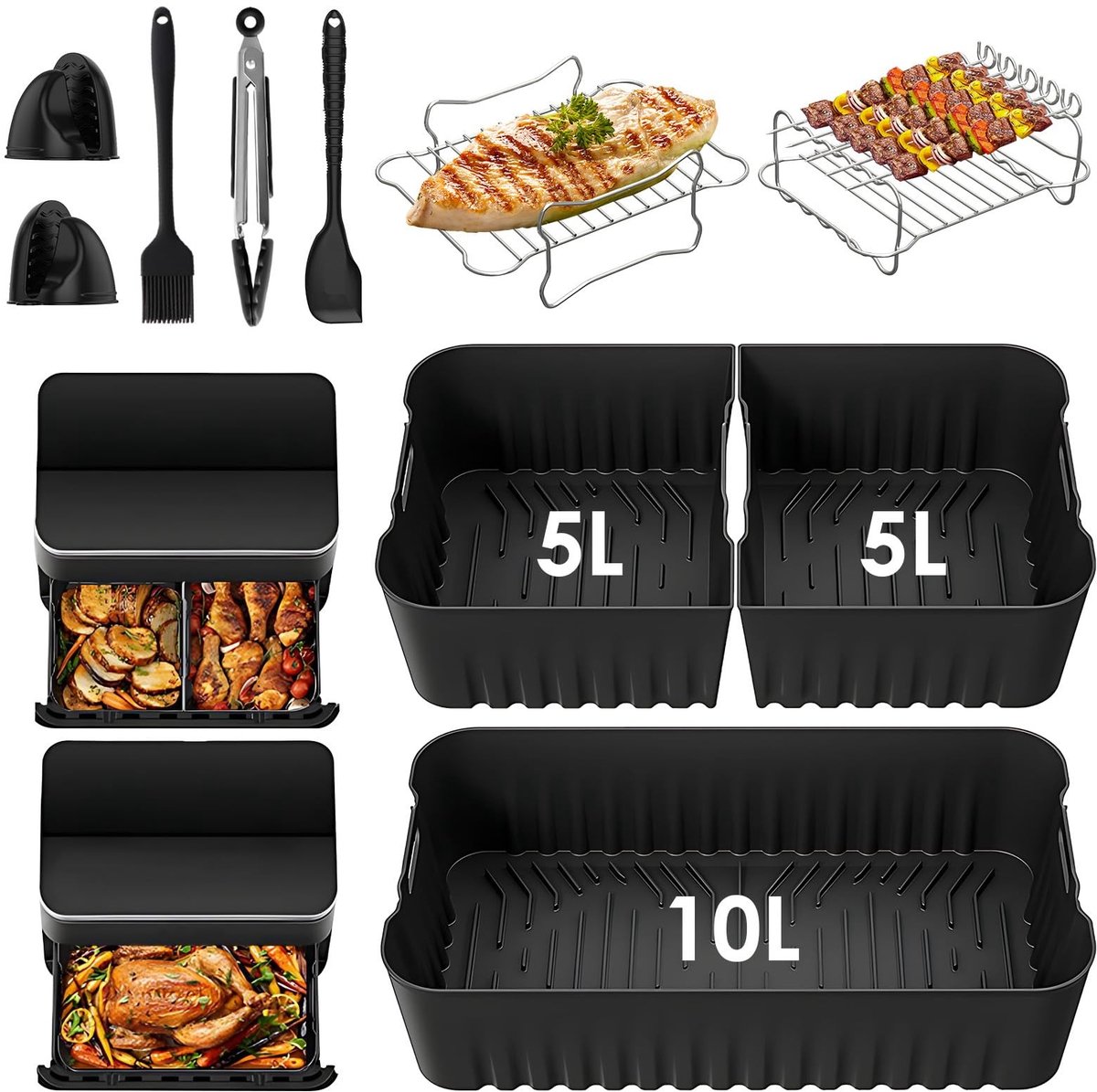 Dailygoods Siliconen Luchtfriteuse Liners voor Cosori 10L Accessoires voor Gezond Koken