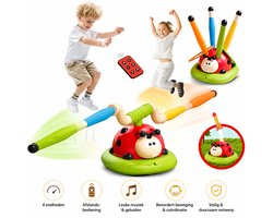OODBLUE 3-in-1 Buitenspeelgoed – Springtouw, Ringwerpspel & Foam Raketlanceerder – Actief Tuinspel voor Kinderen – Cadeau voor Jongens & Meisjes vanaf 3 Jaar