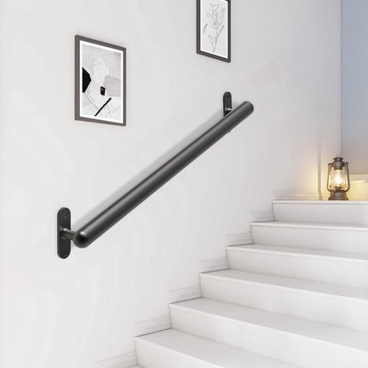 Handvat en muurbevestiging - metalen trapleuning - 91 cm - antislip
