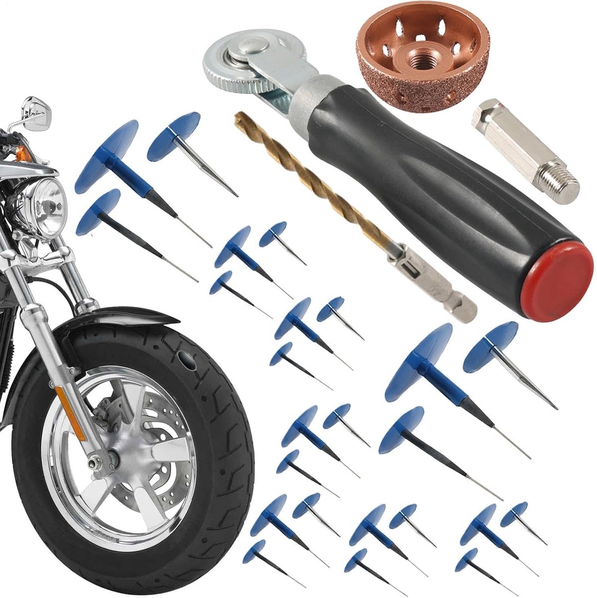 Bandenreparatieset - Lege banden herstellen - Snel lekken dichten - Luchtdicht herstel - 24+3 stuks - Zwart