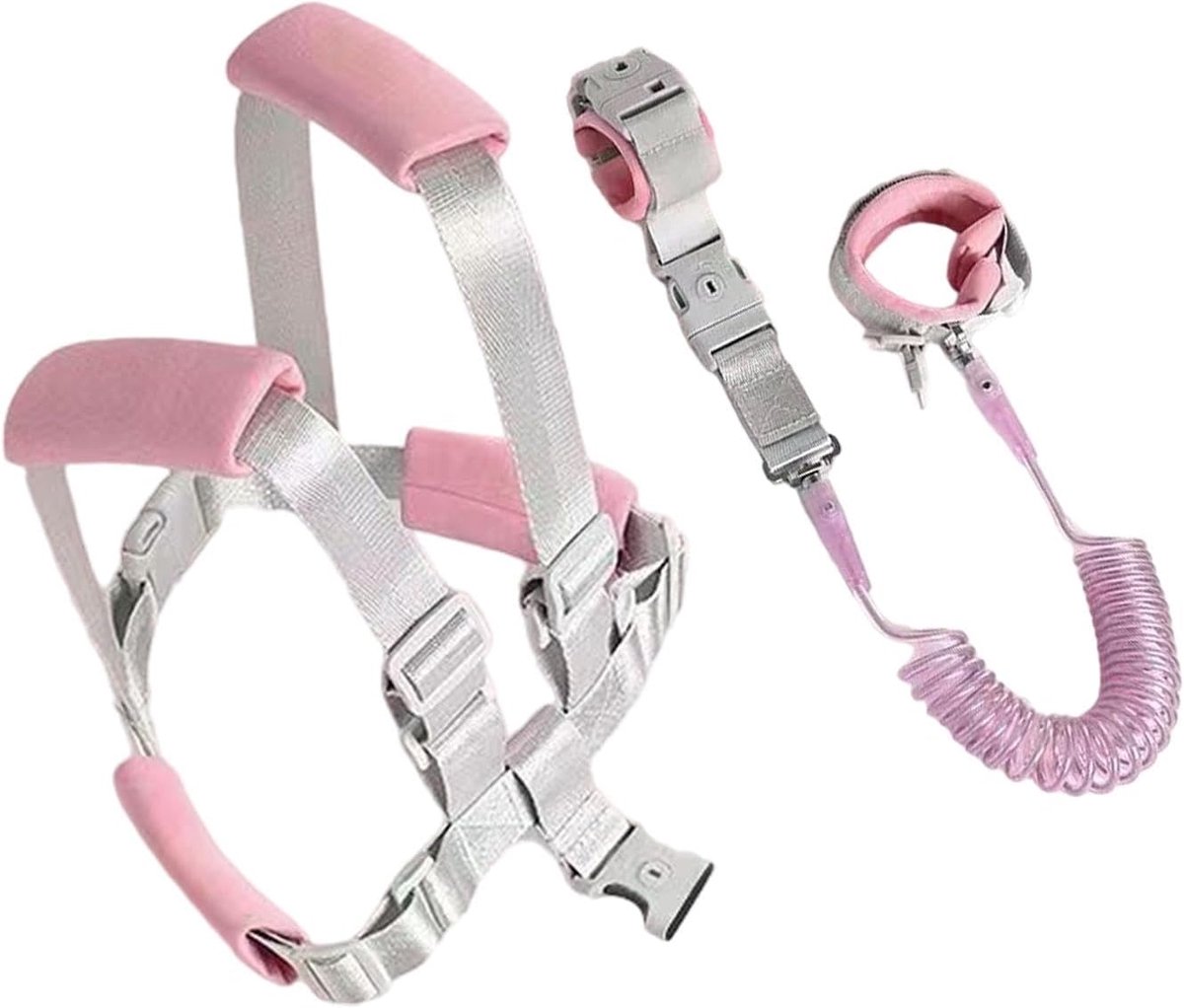 Kinder Veiligheidsharnas - Anti-verloren Riem - Veilig Wandelen - Glow-in-the-dark - 1.5m Koord - Roze