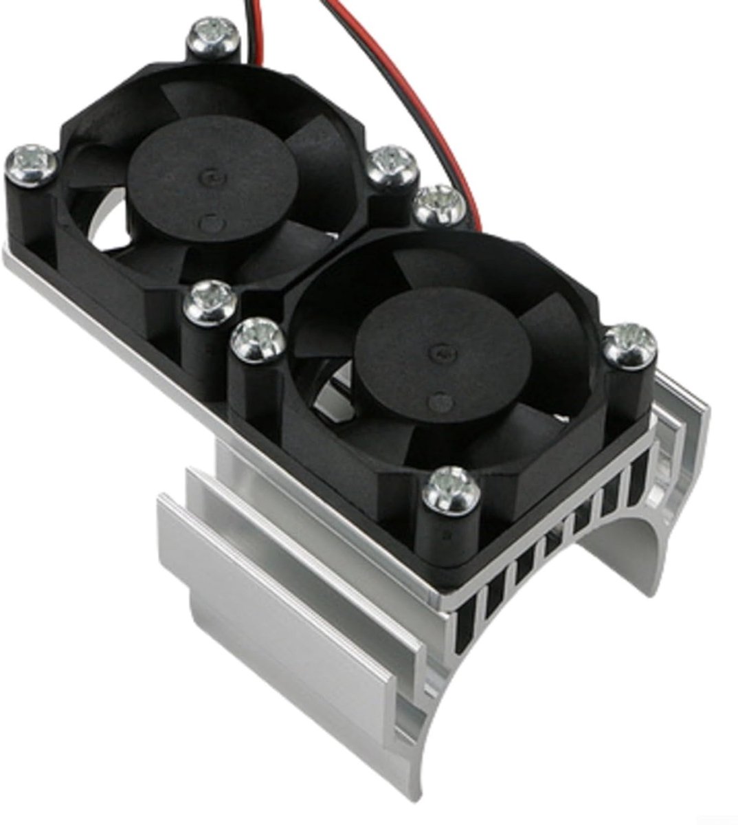 RC Motor Koellichaam - Motor Ventilator - RC Auto Koelen - Dubbel Ventilatorsysteem - 5x5x2 cm - Zilver
