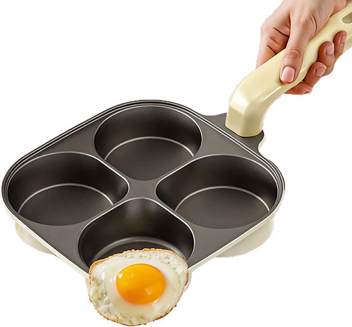 Koekenpan Omelet Pannenkoek - Ontbijtpan Multifunctioneel - Ontbijt Bereiden - Universele Kookplaat Compatibel - 25 x 21 cm - Zwart