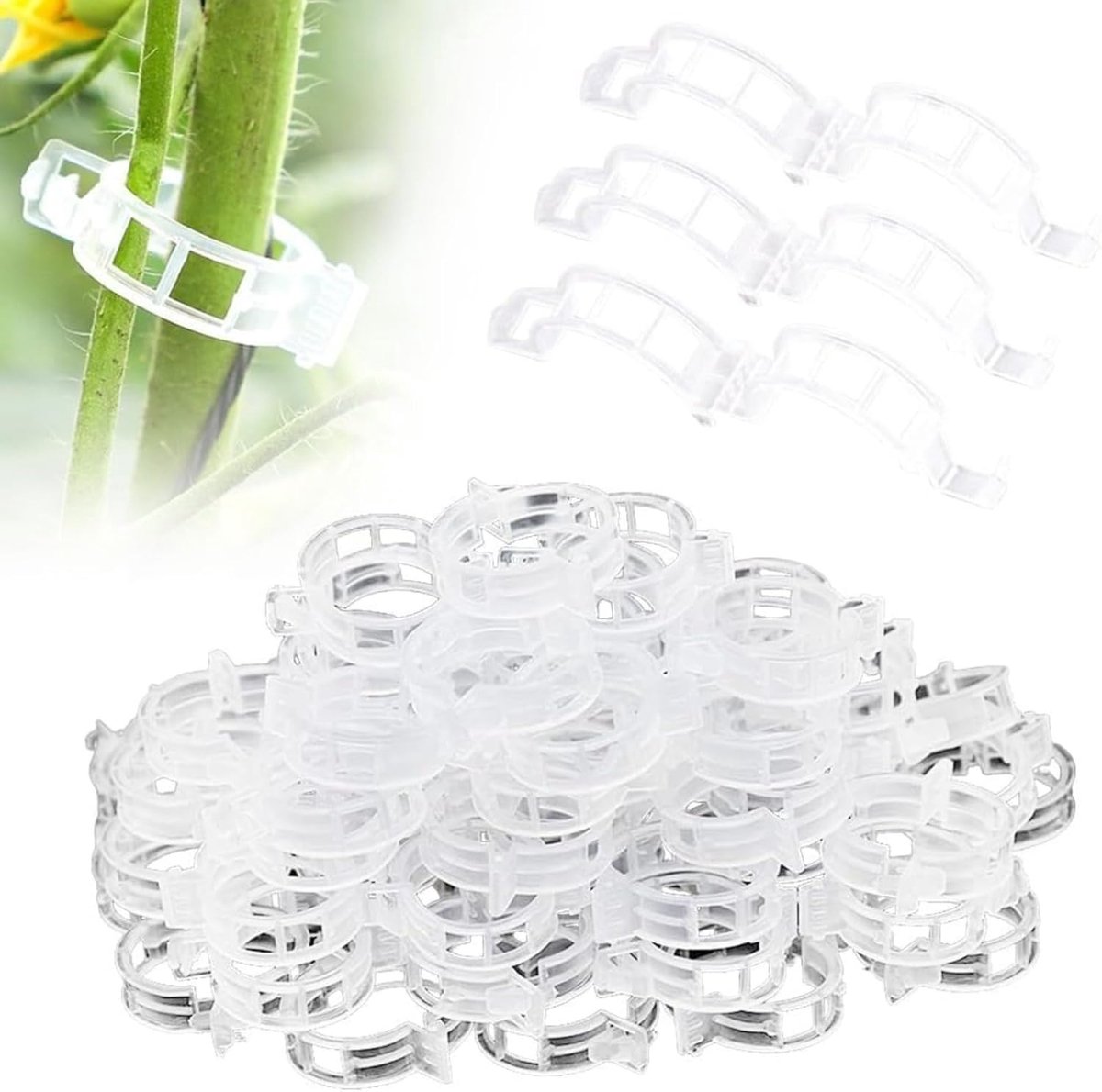 Plantenclips - Klimhulpen - Planten Steunen - Ventilatie Ontwerp - 150 Stuks - Groen Wit
