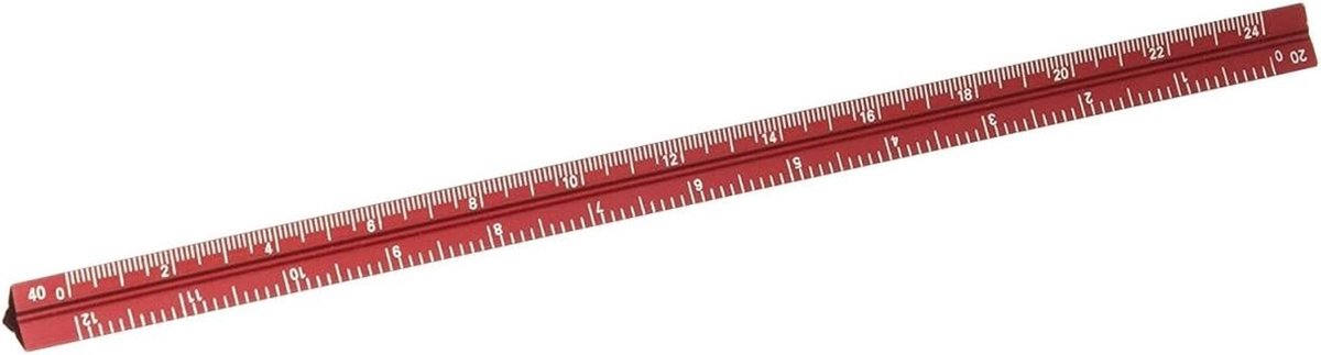 Aluminium Liniaal - Driekantige Schaal - Precisie Meten - Kleur Geanodiseerd - 15 cm - Rood