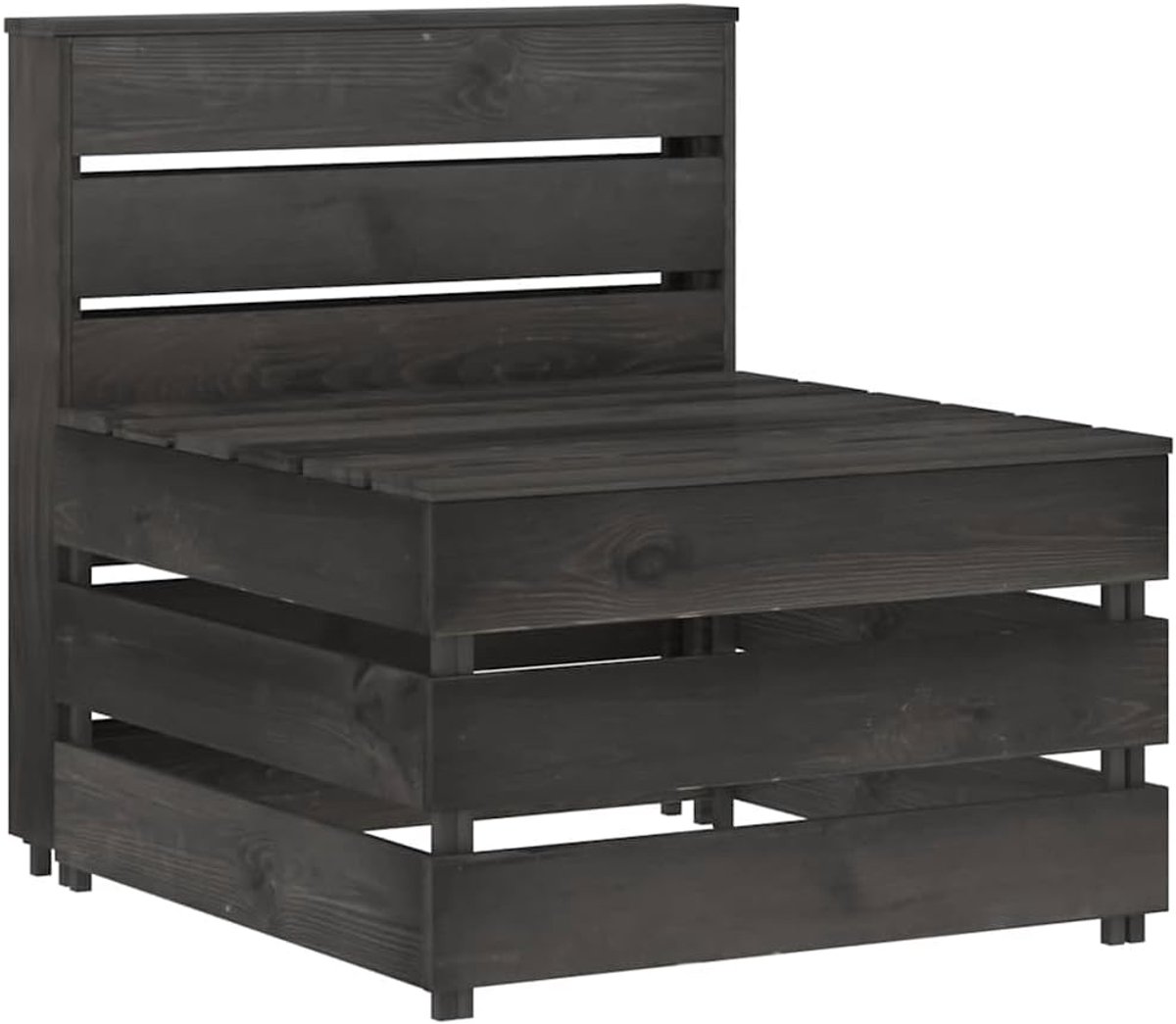 Modulaire Palletbank - Middendeel Bank - Buiten Ontspannen - Geïmpregneerd Grenenhout - 60 x 70 x 66 cm - Grijs