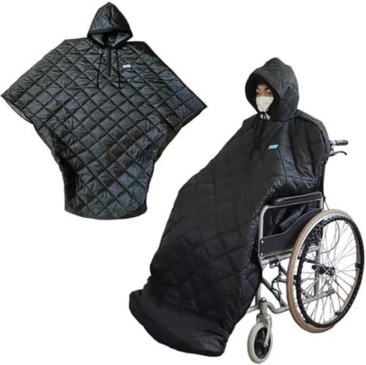 Warme Rolstoeldeken - Winterhoes - Buitencomfort - Waterdicht Winddicht - 145 x 126 cm - Zwart