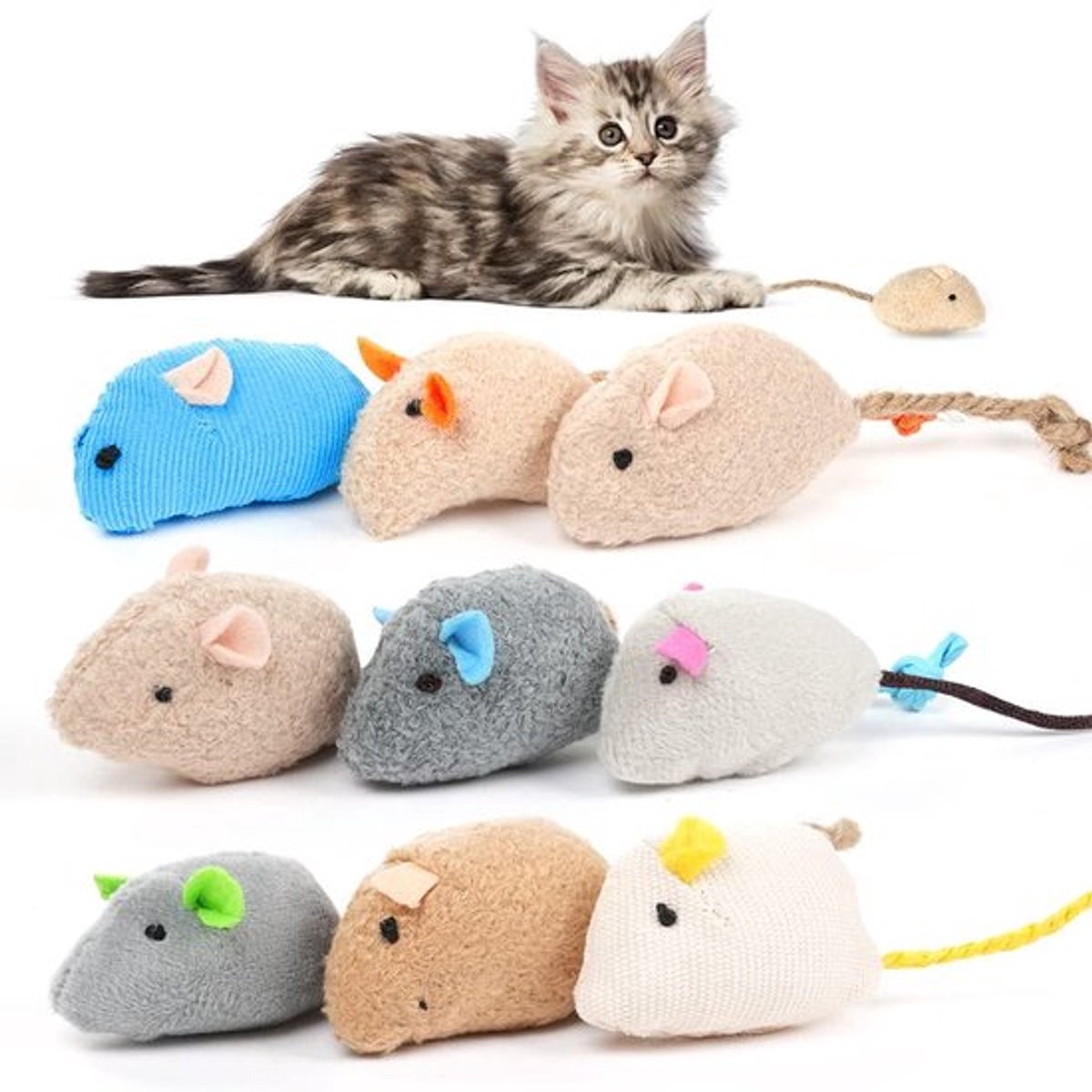 Store_9 - Catnip-speelgoed - Interactief kattenspeelgoed - 9-pack muis - Pluche