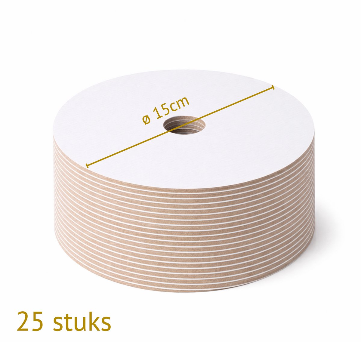 Bakdozen.nl - Taartkarton 15 cm (6 inch) met Centraal Gat - Stapeltaart Onderplaat - Wit - 25 Stuks
