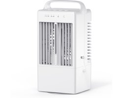 Draagbare airconditioner – Kleine koeler – Met vernevelingsfunctie – 3 ventilatorsnelheden – Automatische zwenking (90°) – Waterreservoir van 900 ml – Timer – Geschikt voor thuis, woonkamer, kantoor en op reis – Wit