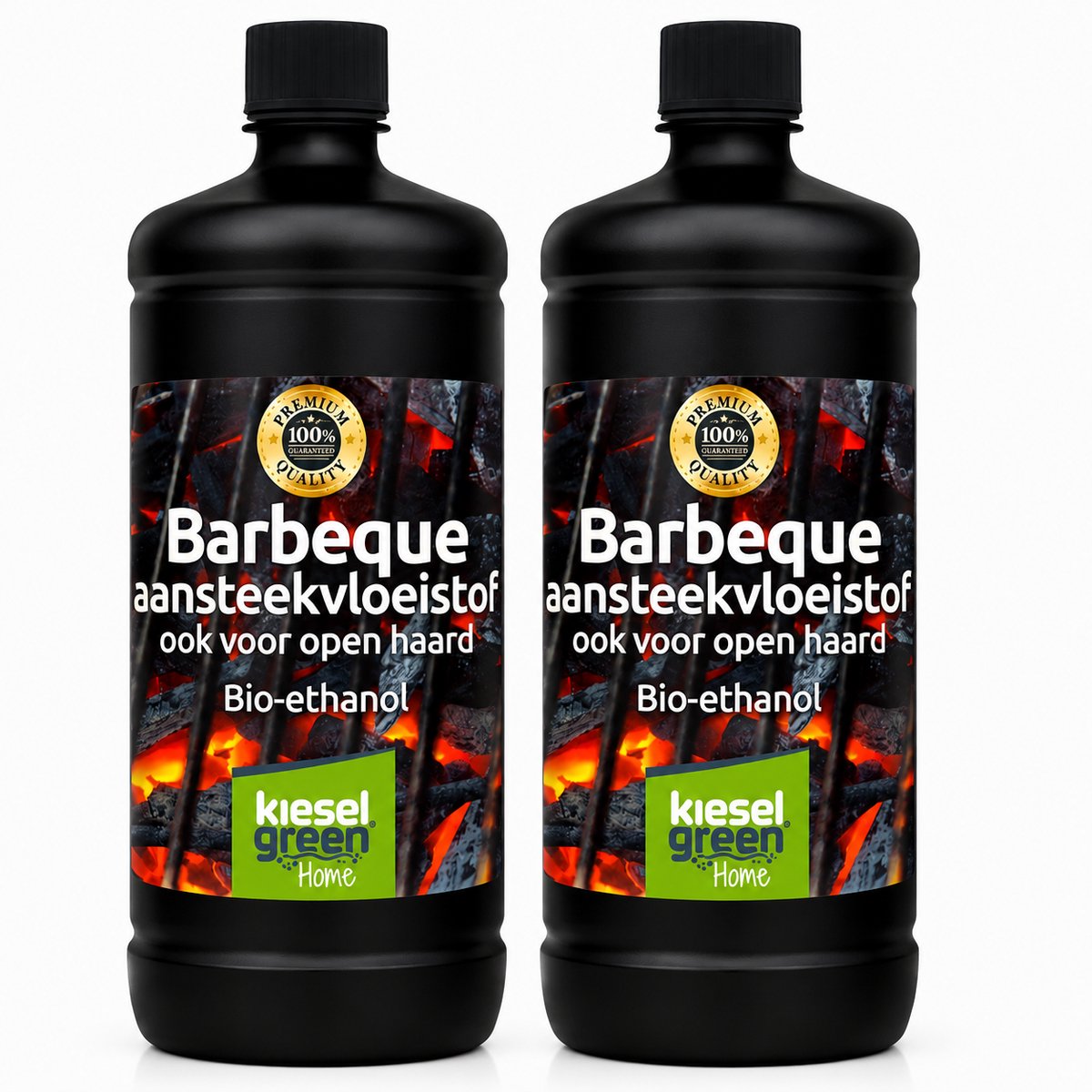 Kieselgreen Geurloze Bio Ethanol Aanmaakgel 2 x 1 Liter Voordeelverpakking Ecologische Aanmaakvloeistof voor BBQ en Haard