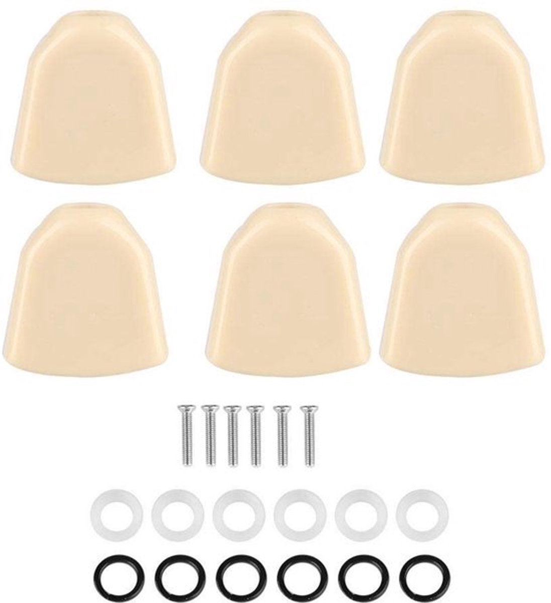 Shopcentral - Gitaar Knop Set - Acrylic - 6 Stuks - Wit en Zwart - Muziek