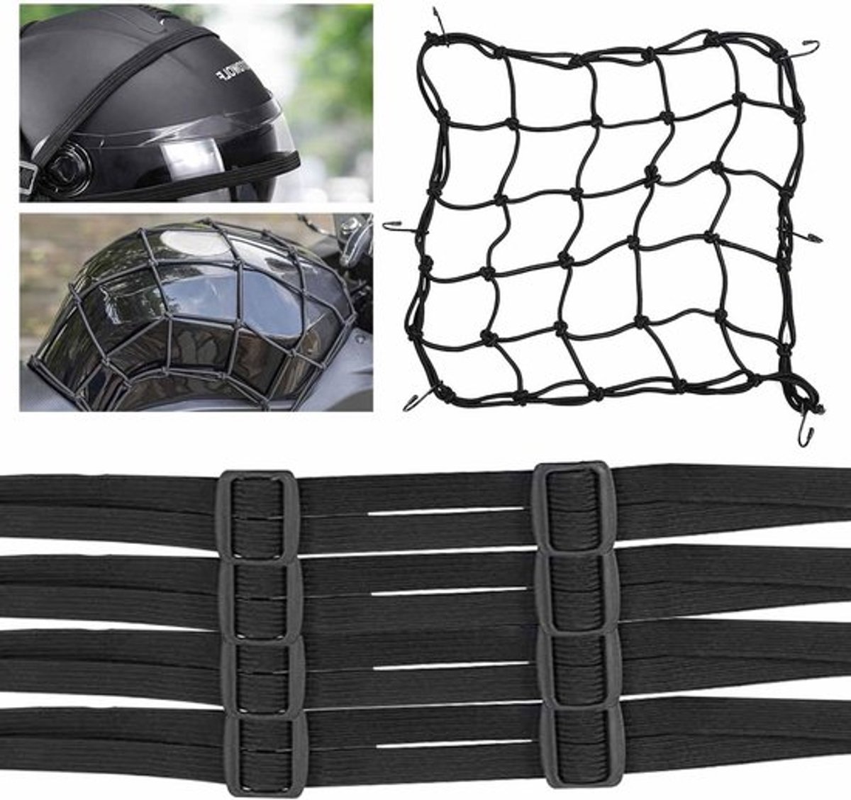 Inovra Plus - Elastisch net voor motorfietsen - 5 stuks - Elastische touwen met