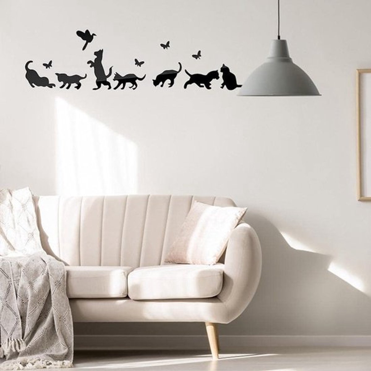 Dailygoods- Muurtattoo Kat - Muurstickers Zilver - Muurstickers Acryl