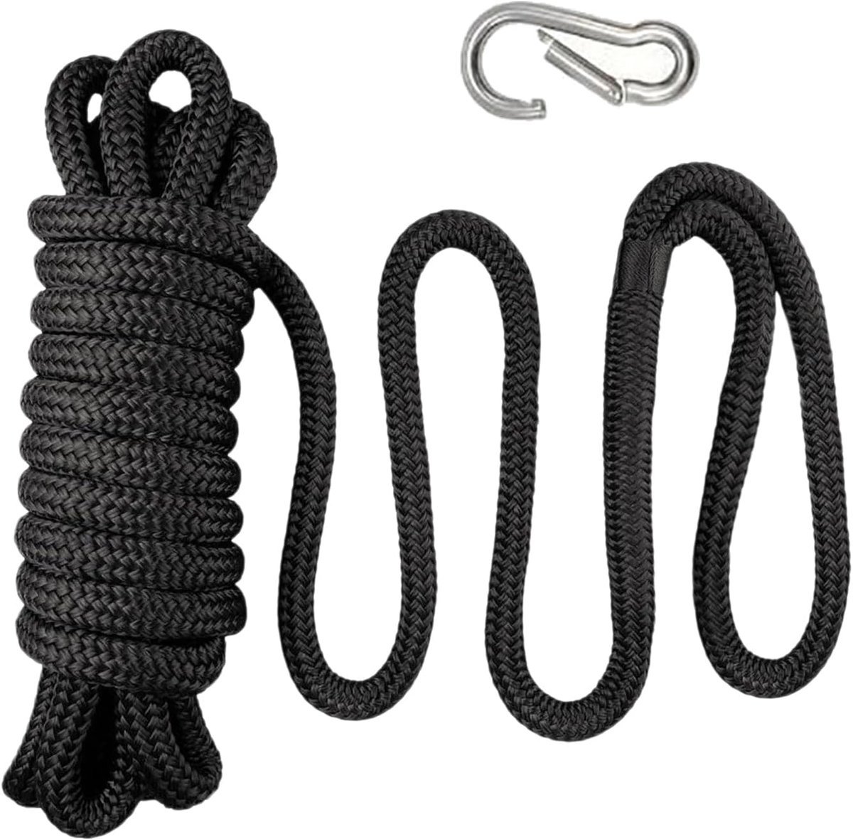 Aanmeerlijnen Boten - Sterk Nylon Touw - Veilig Aanmeren - Hoge Slijtvastheid - 16 mm x 46 m - Zwart