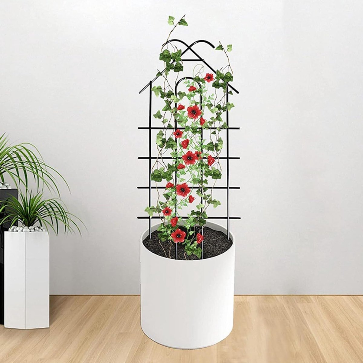 Plantenrek Metaal - Klimhulp Tuin - Planten Ondersteunen - Decoratief Design - 20x50 cm - Zwart