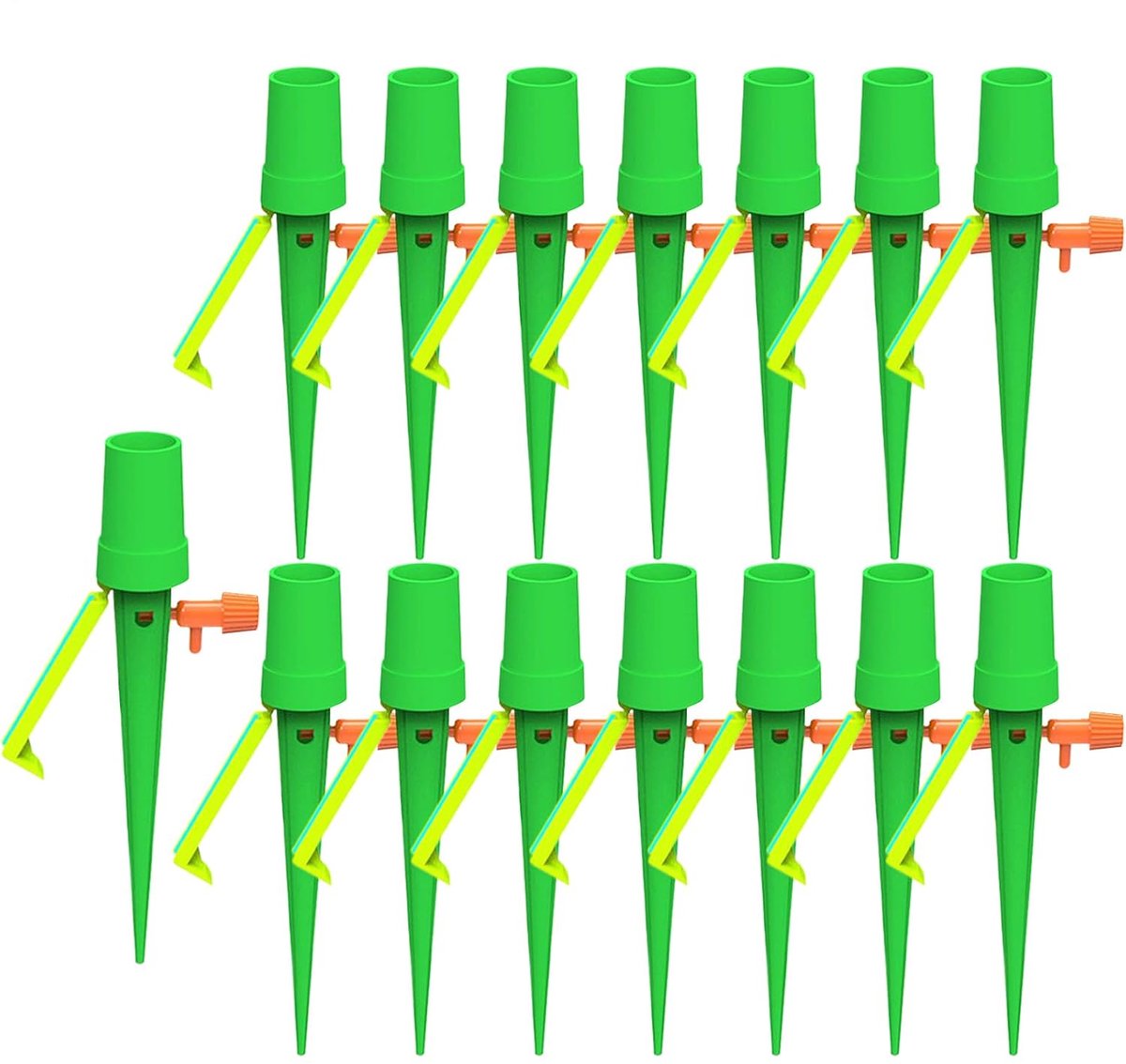 Zelfwaterende Staken - Plant Watergevers - Planten Verzorgen - Instelbare Klep - 15 Stuks - Groen