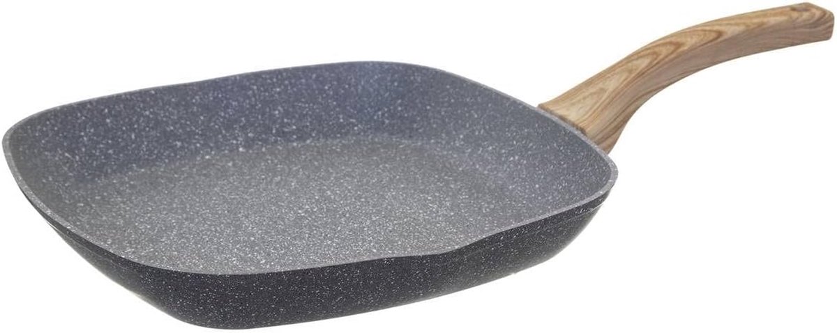 Grillpan Aluminium Koekenpan Steenlook Gezond Koken Hoge Krasbestendigheid 28 cm Aluminium