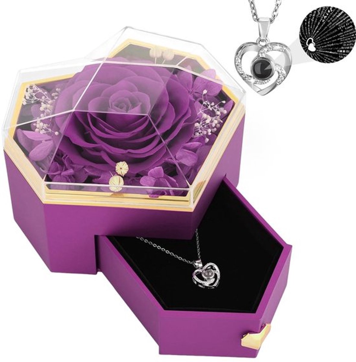 OmGoods - Dailygoody - Preserved Rose - Hartketting - Paarse