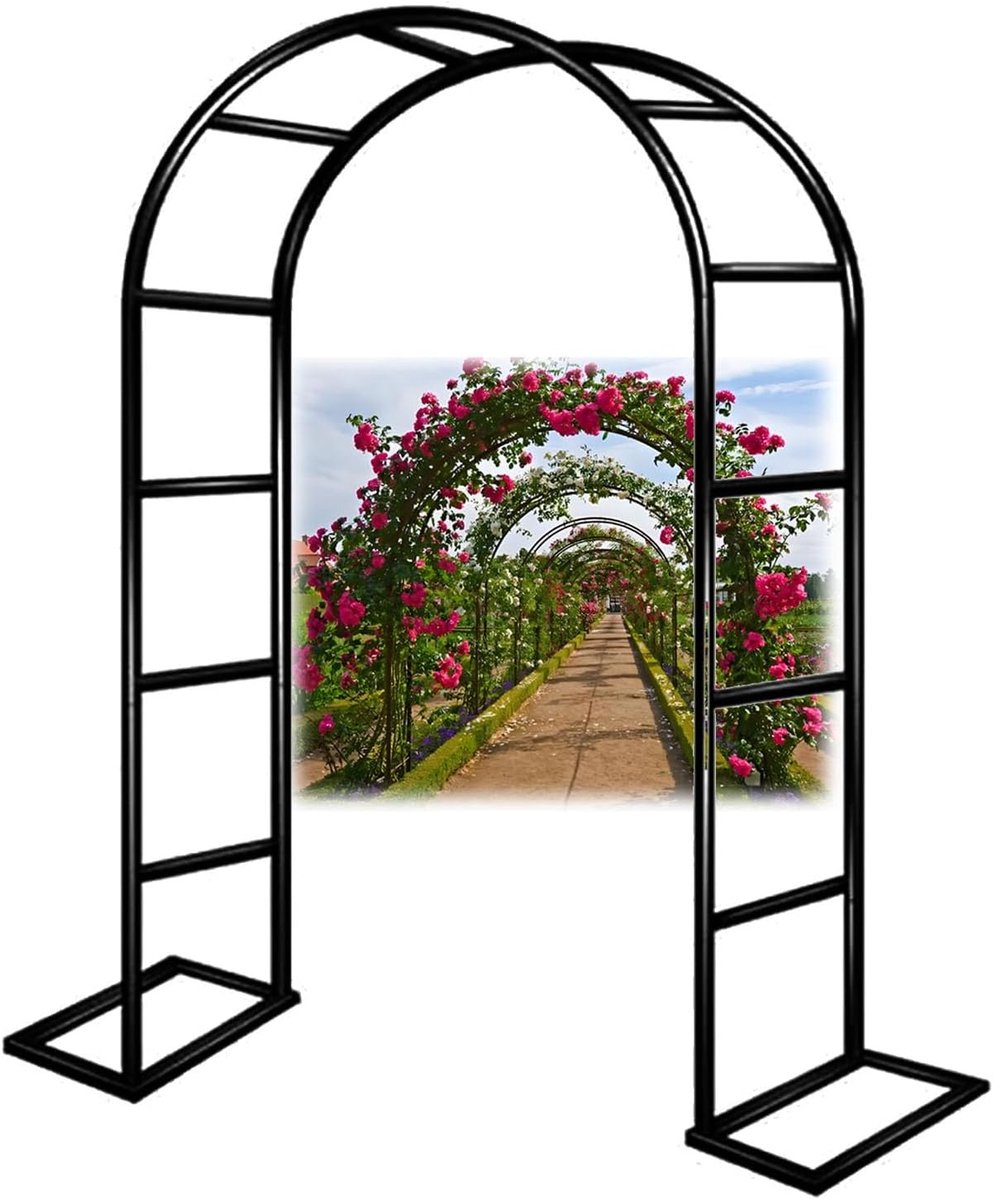 Metalen Tuinboog - Rozenprieel Klimplanten - Tuin Decoratie - Verstelbare Afmetingen - 260 x 250 cm - Zwart