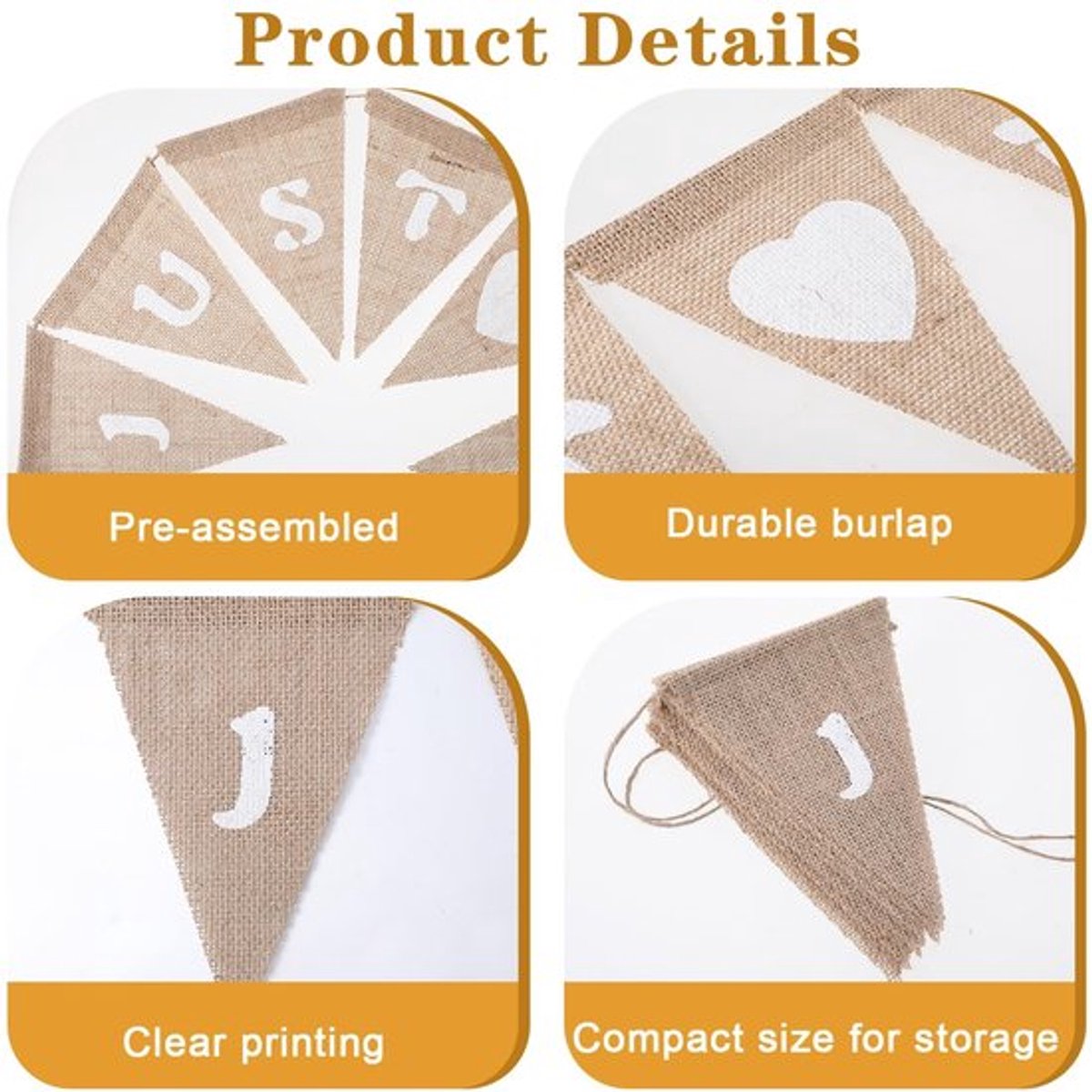 Aladdien - Bruiloft Banner - Jute Vlaggen - Vintage Decoratie - 13 x 17 cm