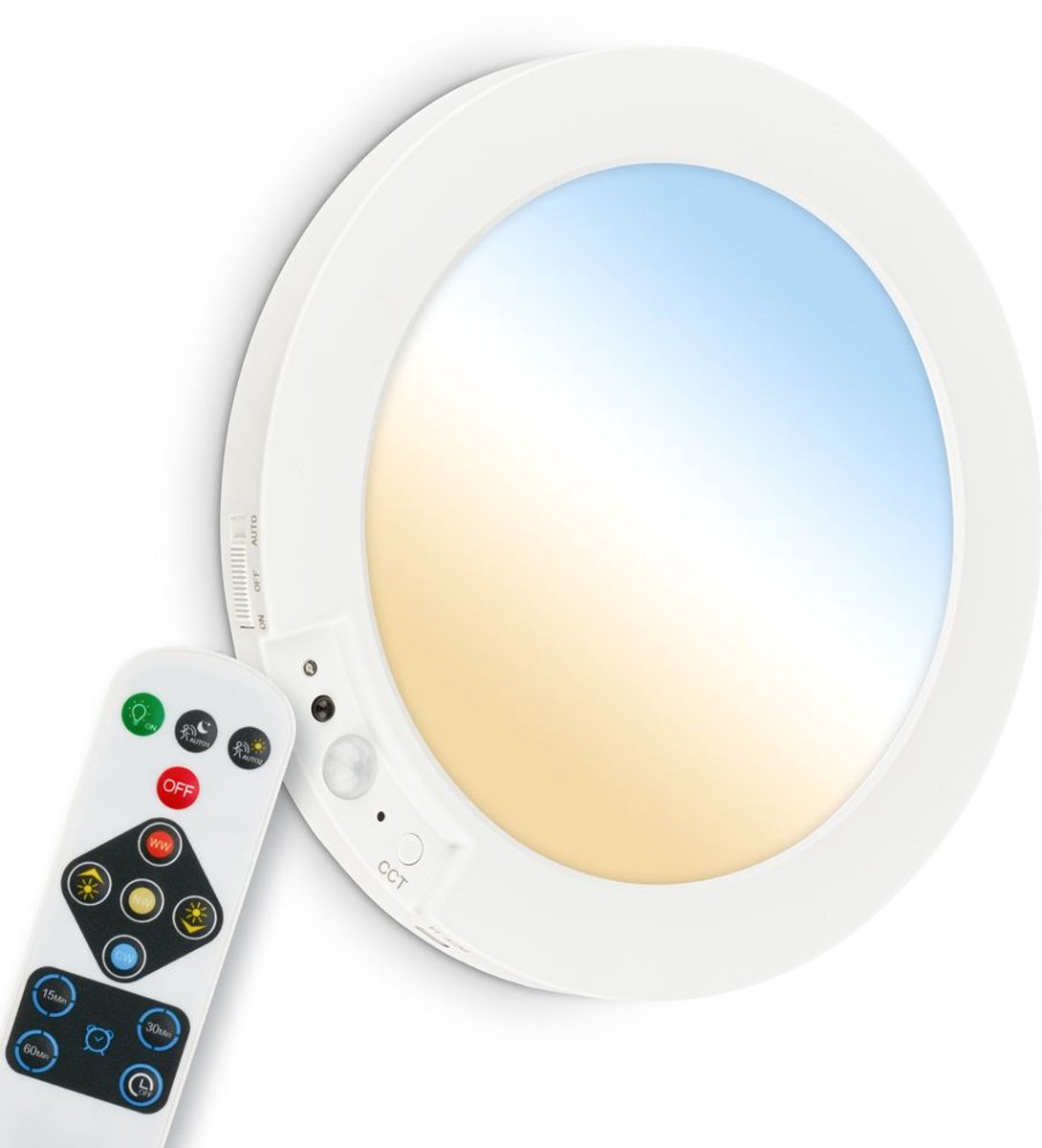 BRILONER Edda - Wandlamp binnen oplaadbaar- met bewegingssensor - dimbaar - 3.000 - 6.500 K - met afstandsbediening - Ø19cm