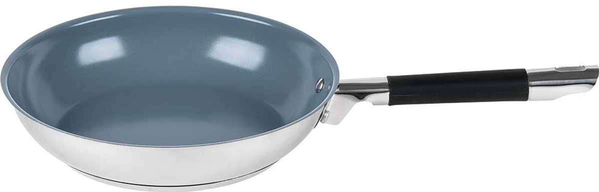 Braadpan Keramisch Steelpan Koken en Bakken Roestvrijstalen Greep Ø 20 cm Zilver