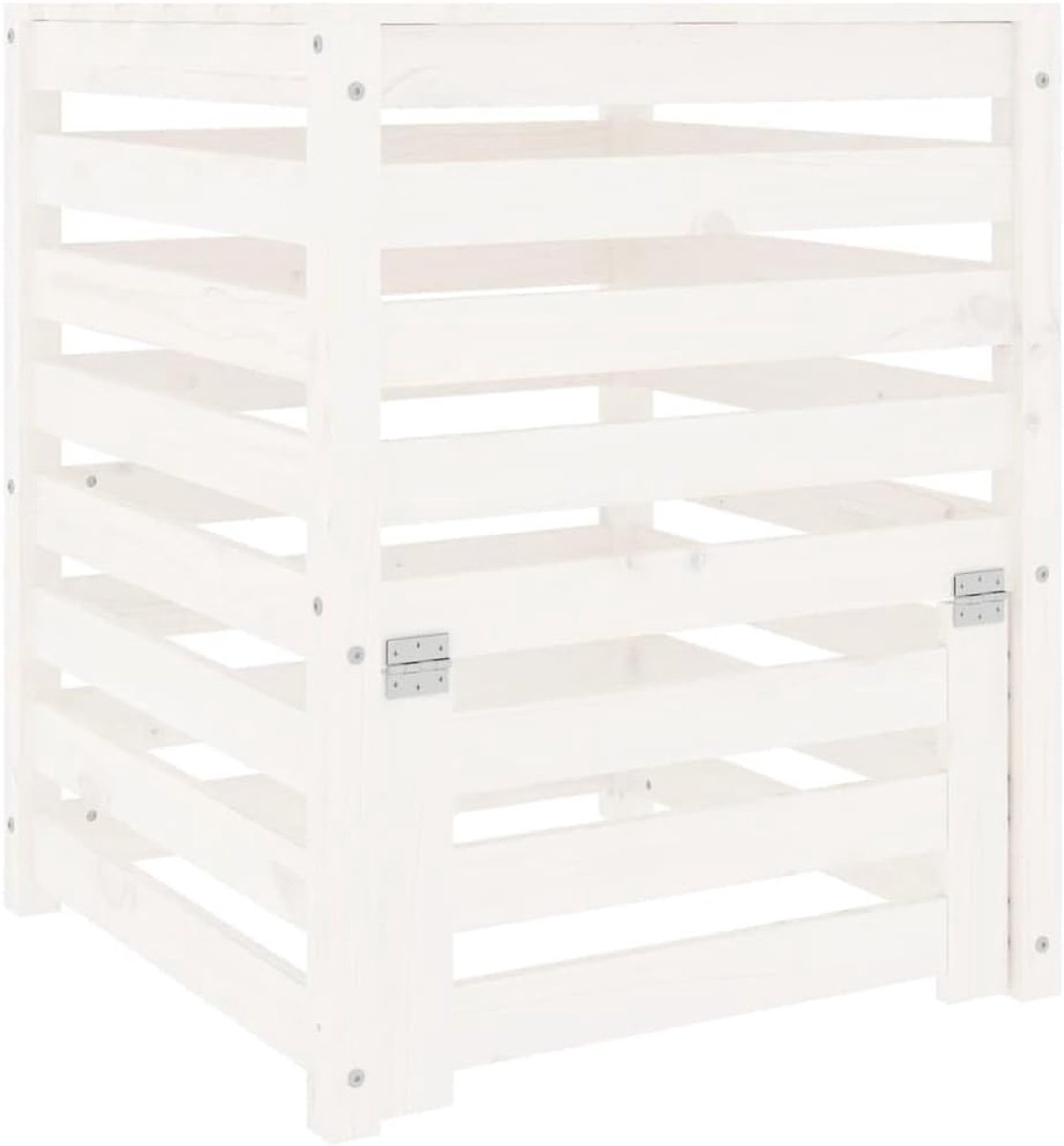 Compostbak Hout - Tuinafval Bak - Compost Maken - Grote Capaciteit - 635 x 635 x 775 cm - Wit Grenen