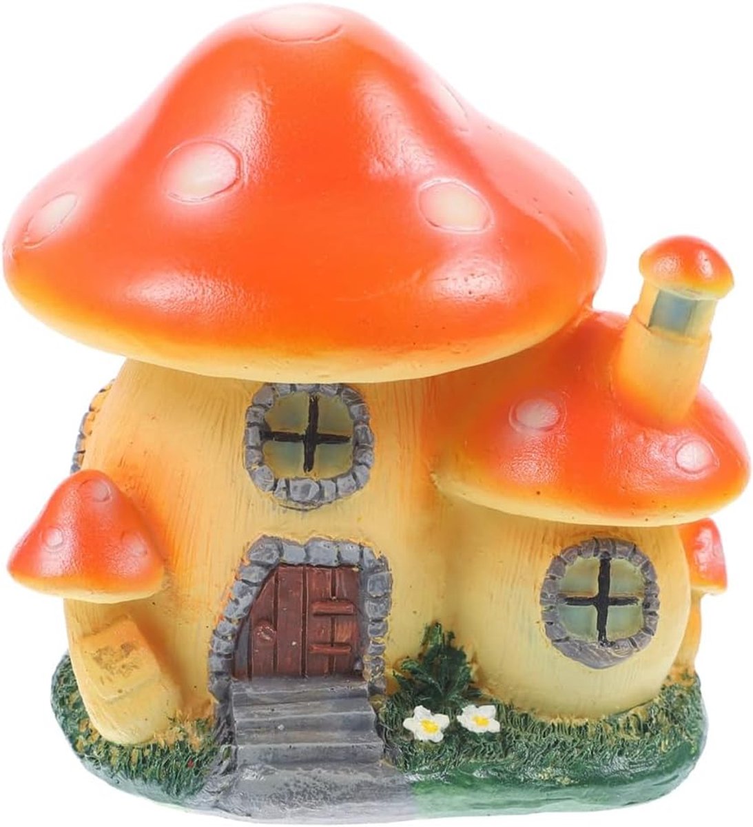 Miniatuur Tuinhuis - Fee Beeldje - Sprookjestuin Creëren - Weerbestendig Hars - 1 Stuk - Oranje