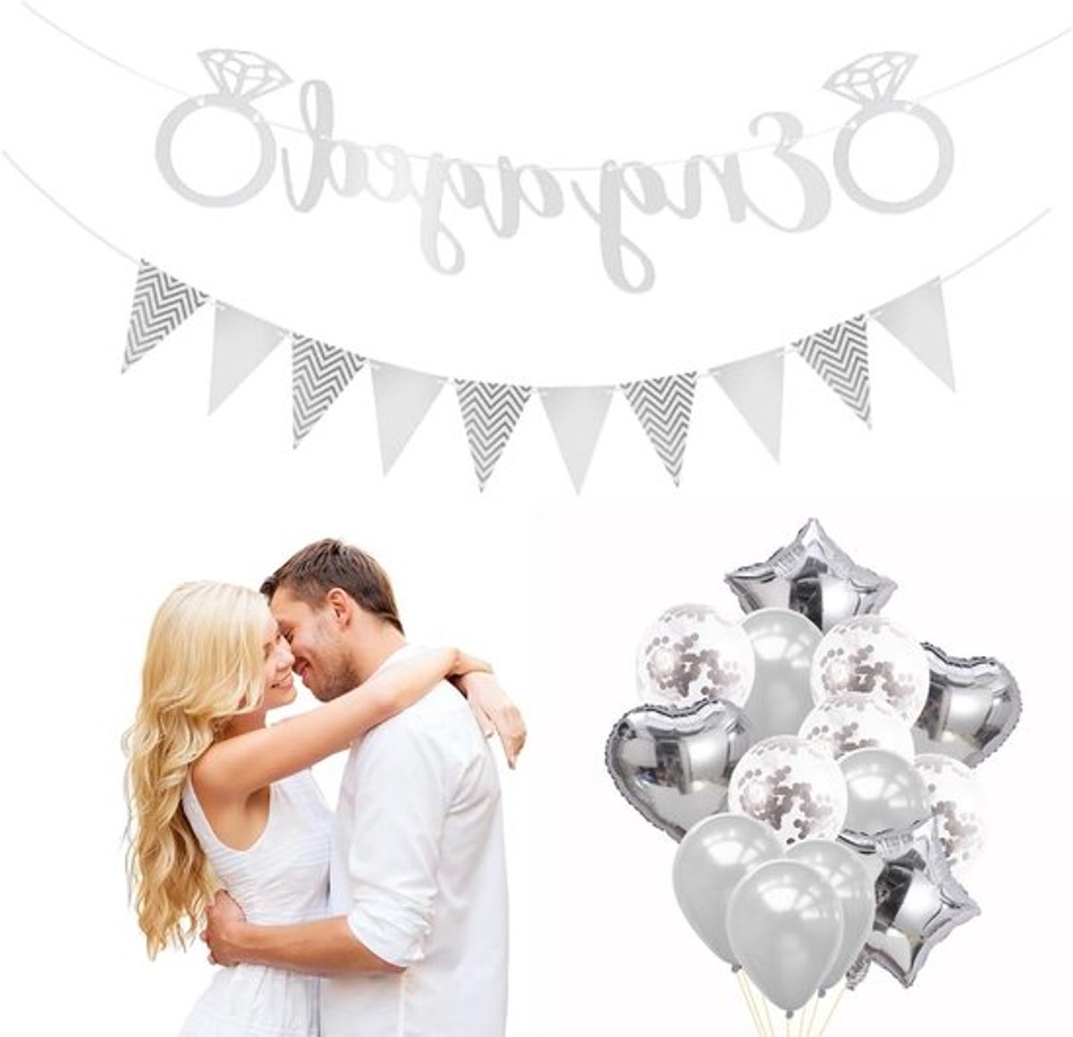 Allecto Plus - Verlovingsbanner met 14 ballonnen