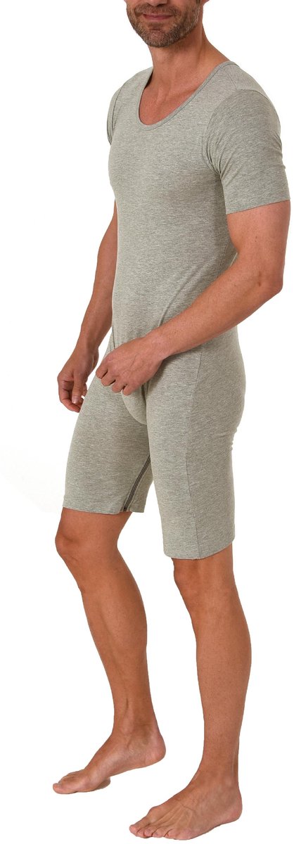 Zorgbody met korte mouwen – unisex – met rits in de pijp